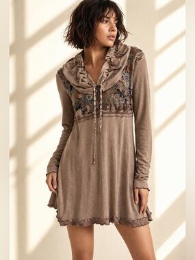 Y2K Artsy Fairy Babydoll Mini Dress Floral Mesh Lisa Campione Empire Waist S